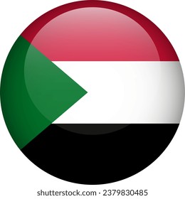 botón Indicador de Sudán. Bandera redonda de Sudán. Bandera vector sudanesa, símbolo. Colores y proporción correctamente.