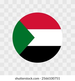 Sudan flag - circle vector flag isolated on checkerboard transparent background