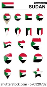 Sudan Flag Collection. Big set for design. Vector Illustration.