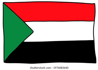 sudan flag Doodle Hand drawing sketch simple vector illustration 
