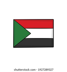 Sudan-Flagge im Zeichnen Stil isolierte Vektorgrafik. Handgezeichnete Objektgrafik für Ihre Präsentation, Unterrichtsmaterialien oder andere.