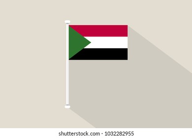 Sudan flag with flagpole,vector illustration