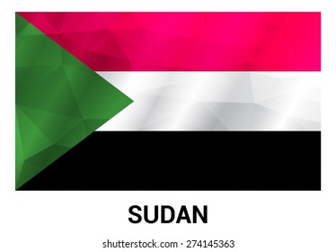 Sudan Flag, geometric polygonal shapes. Vector illustration.