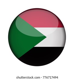 sudan Flag in glossy round button of icon. sudan emblem isolated on white background. National concept sign. Independence Day. Vector illustration.