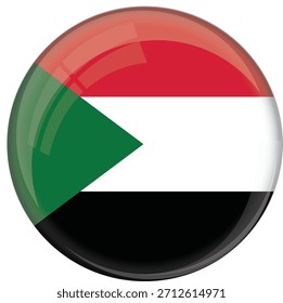 Sudan Flag Glossy Round Icon