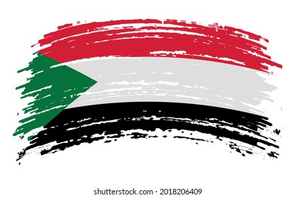 Sudan flag in grunge brush stroke, vector image