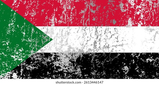 Sudan flag with grunge effect.