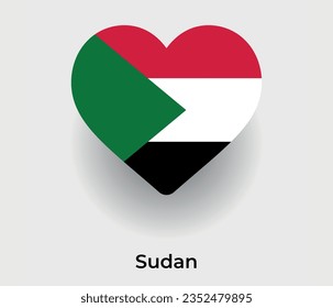 Sudan flag heart shape country icon vector illustration