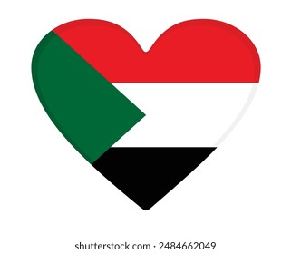  Bandera de Sudán en forma de corazón. Vector