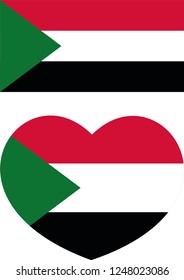 Sudan flag in a Heart vector, sticker, language
