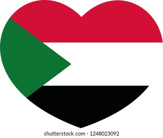 Sudan flag in a Heart vector, sticker, language
