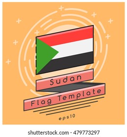 Sudan Flag  : Flag Icon With Festive Background : Vector Illustration