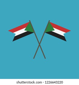 Sudan flag icon in flat design. Independence day or National day holiday concept.