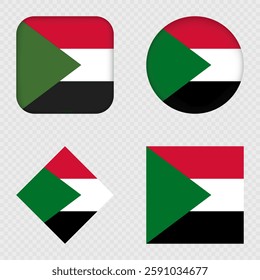 Sudan Flag Icons Pack. Vector illustration.