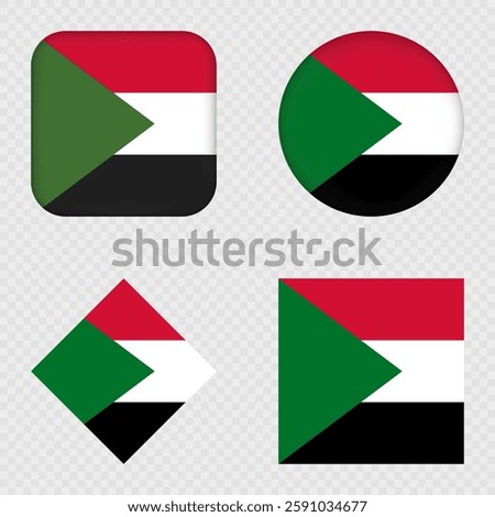 Sudan Flag Icons Pack. Vector illustration.