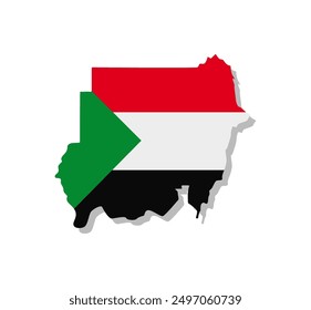 Sudan - Flag inscribed in the contour of the country. Vector illustration.
