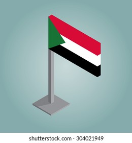 sudan flag isometric style