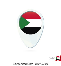 Sudan flag location map pin icon on white background. Vector Illustration.