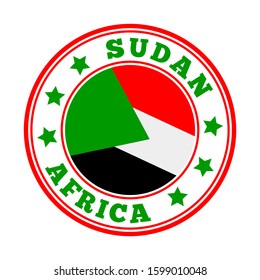 Sudan flag logo with green stars and 'Sudan Africa' text in a circular design.