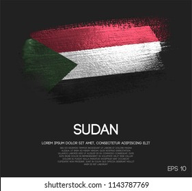 Sudan Flag Made of Glitter Sparkle Brush Paint Vector