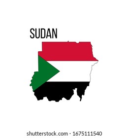 Karte der Flagge des Sudan. Die Flagge des Landes in Form von Grenzen. Stockillustration für Vektorillustrationen einzeln auf weißem Hintergrund.