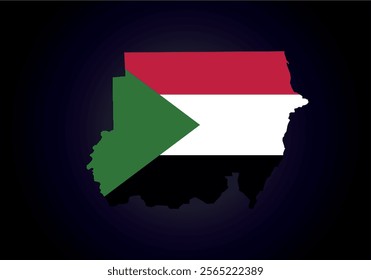 Sudan flag and map vector.