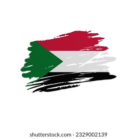 Sudan flag - nation vector country flag trextured in grunge scratchy brush stroke.