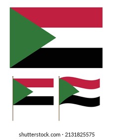 Bandera de Sudán Color oficial y proporción. Ilustración vectorial de tejido