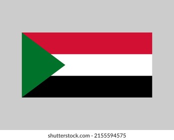 Bandera de Sudán, colores oficiales y proporción. Ilustración vectorial.
