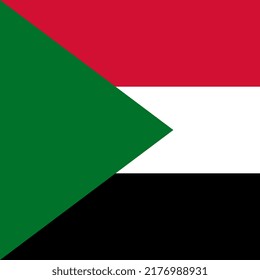 Sudan flag, official colors. Vector illustration.