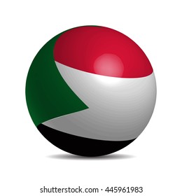 Sudan flag on a 3d ball with shadow