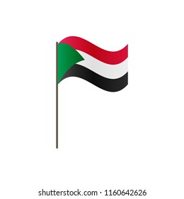 Sudan flag on the flagpole. Official colors and proportion correctly. Waving of Sudan flag on flagpole, vector illustration isolate