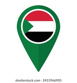 Die Flagge des Sudan auf der Karte Symbol Punkt einzeln. Flagge des Sudan
