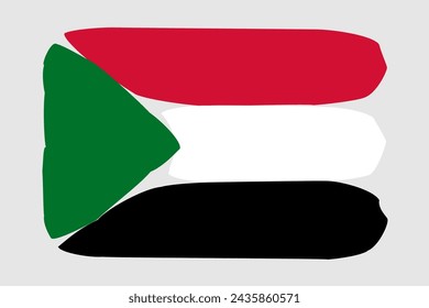 Sudan flag - painted design vector illustration. Vector brush style