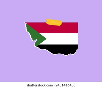 Sudan flag paper texture, single-piece element, vector design, Sudan flag taped on wall, decoration or celebration idea