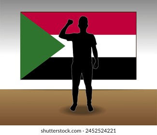 Sudan flag paper texture, single-piece element, vector design, Sudan flag taped on wall, decoration or celebration idea
