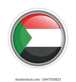 Sudan Flag Pin Icon Glossy Round Sudanese National Emblem
