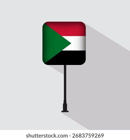 Ilustración vectorial del poste de la bandera de Sudán
