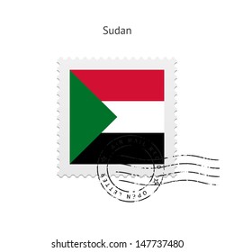 Sudan Flag Postage Stamp on white background. Vector illustration.