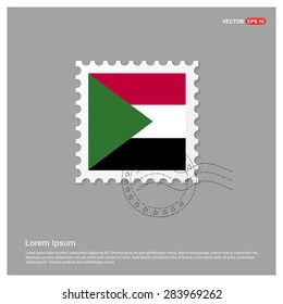 Sudan Flag Postage Stamp on white background. Vector illustration.