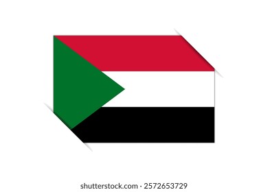 Sudan flag - rectangle colorful flag representing a country cultural identity and heritage. The essence of national pride and unity. Attached by the corners in a paper album