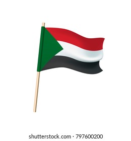 Sudan flag (red, white, black stripes and green triangle). Vector illustration