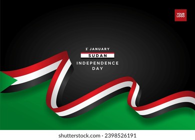 Sudan Flag Ribbon vector template design