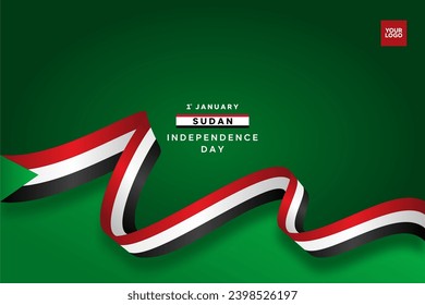 Sudan Flag Ribbon vector template design