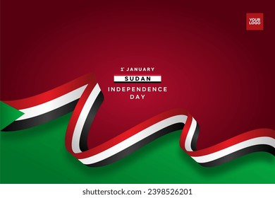 Sudan Flag Ribbon vector template design