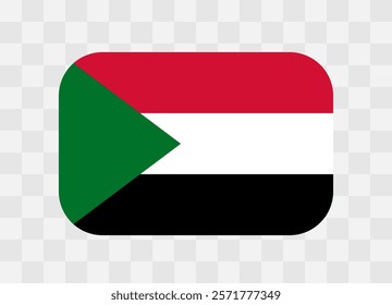 Sudan flag - rounded rectangle colorful flag representing a country cultural identity and heritage. The essence of national pride and unity. Vector flag on transparent background.