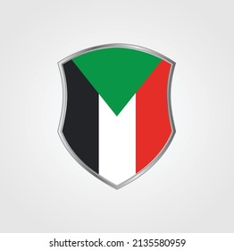 Sudan Flag with Shield Frame. National Flag