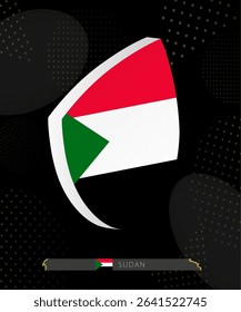 Sudan Flag Shield icon in 3D on Dark Modern Abstract Rugby Background. Perfect for sports events, heritage themes, national celebrations, and patriotic designs.