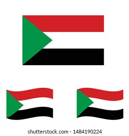 Sudan flag. Simple vector. National flag of Sudan 