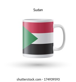 Sudan flag souvenir mug isolated on white background. Vector illustration.